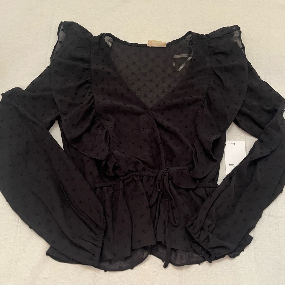 SO Black Ruffled Women's Blouse